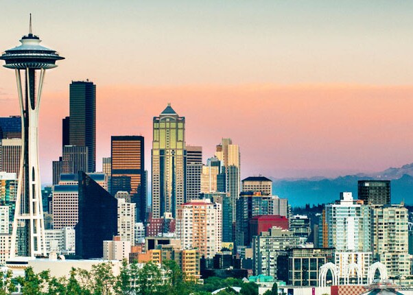 view of the space needle and seattle skyline